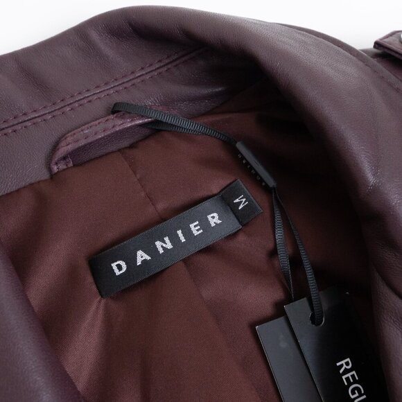 DANIER Juliette Genuine Leather Moto Jacket in Bordeaux - Picture 14 of 15